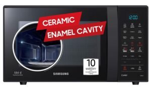 Samsung 21 L, Convection Microwave Oven (CE73JD-B1/XTL, Black, Various Cooking Modes, Pre heat, Eco Mode, Power Defrost, Auto Cook, Wire Rack, Ceramic Enamel Cavity with 10 year warranty)