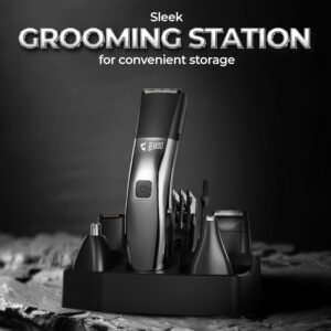 Beardo Chrome Beast Multipurpose Full Body Groomer Trimmer Set For Men | 40 Length Settings | 8 attachments | Beard/Hair/Body/Precision/Ear/Nose Trimmer|With Dock|90 min. run time | All-in-1 trimmer